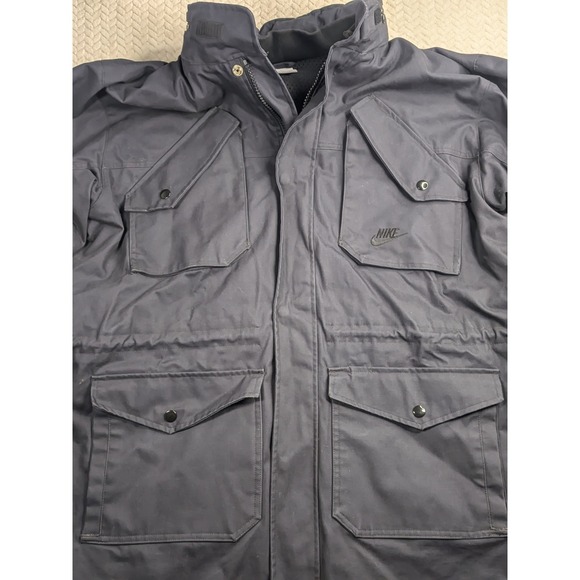 Nike Mens XL Gray Full Zip Hooded Padded Winter Parka Jacket Thick - Picture 1 of 10